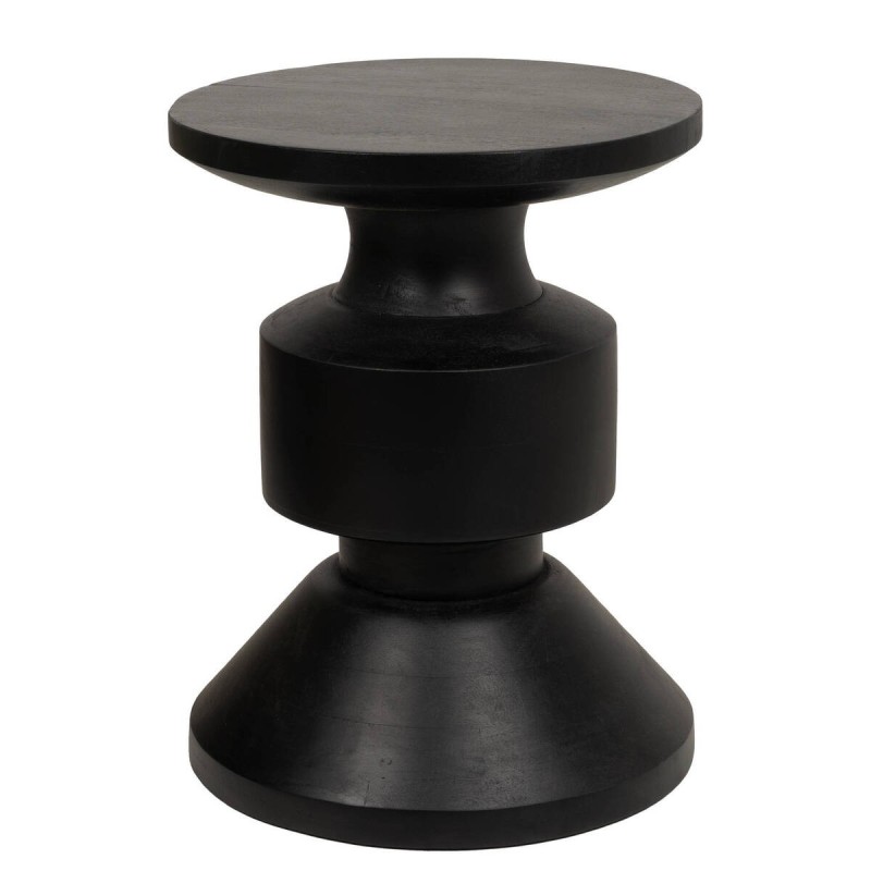 Tenari geometric side table made of solid black wood, 35x46cm