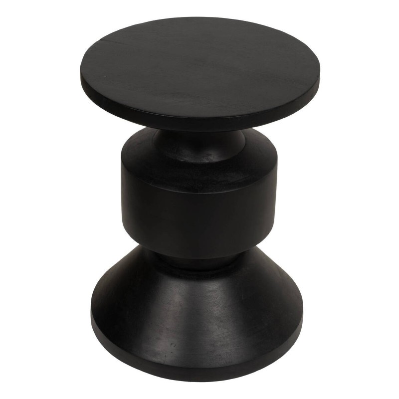 Mesa auxiliar con forma geométrica tenari de madera maciza negra 35x46cm