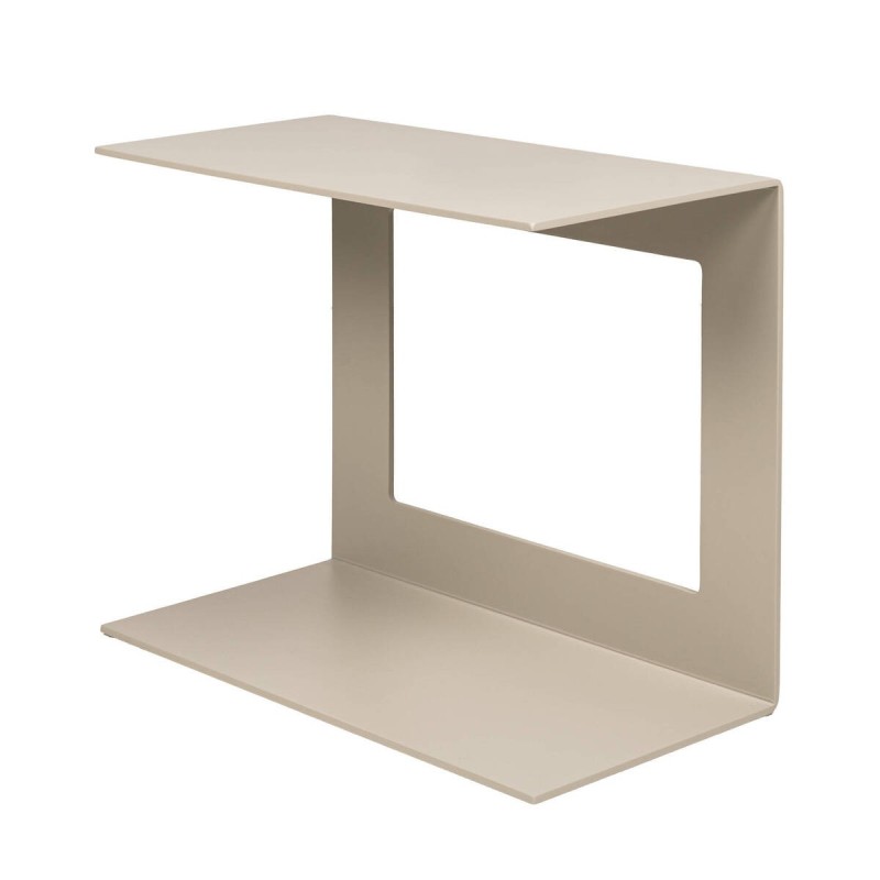 Aluminum side table with bow and metal sheet structure in silk grey 50x25x41cm