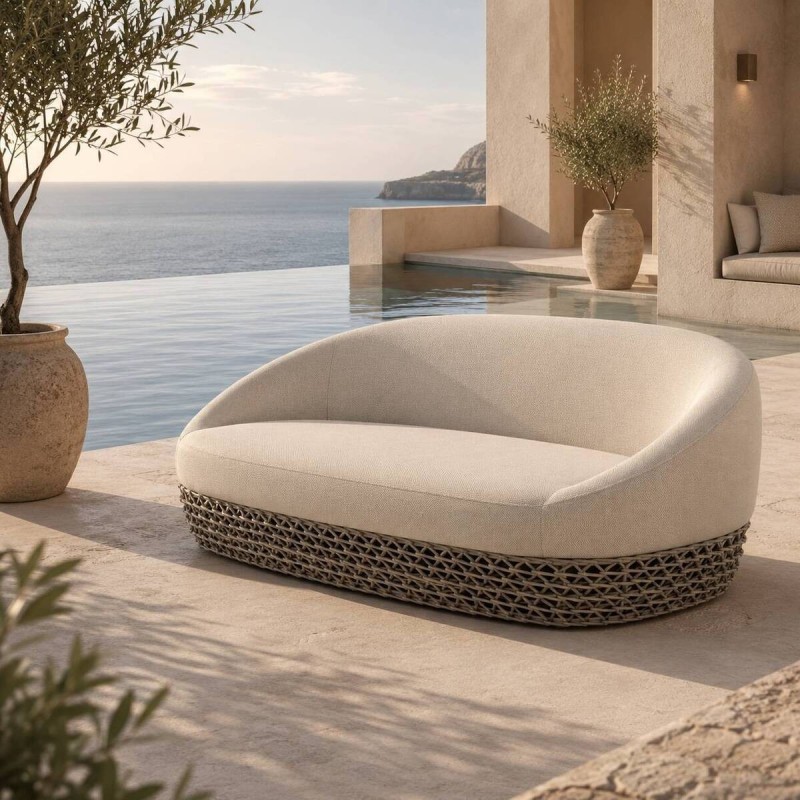 Sofá Lito de 3 plazas con brazos para exterior 220x90x71 cm