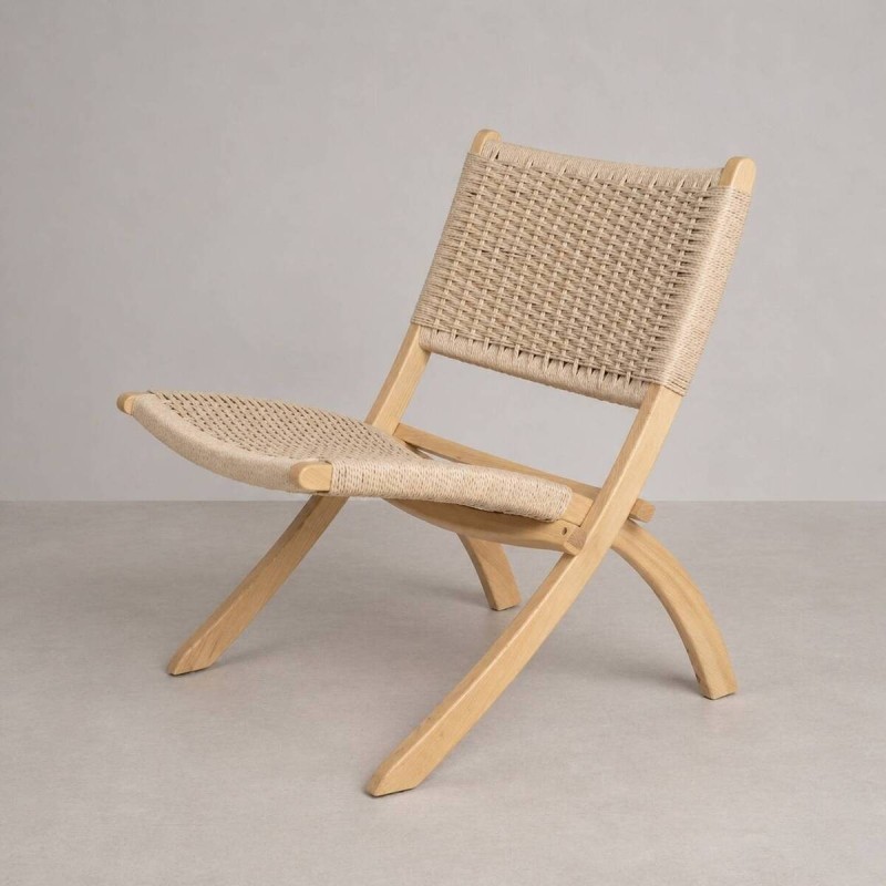Lounge chair made of ash and braided rope