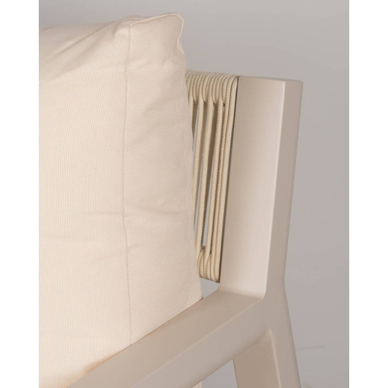 Perla single armchair, aluminum with beige cushions, 75 x 86 cm, outdoor