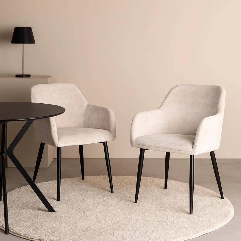 Vera chair upholstered in beige with arms