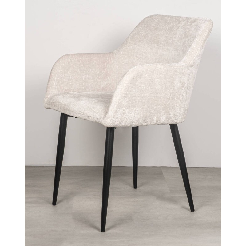 Vera chair upholstered in beige with arms