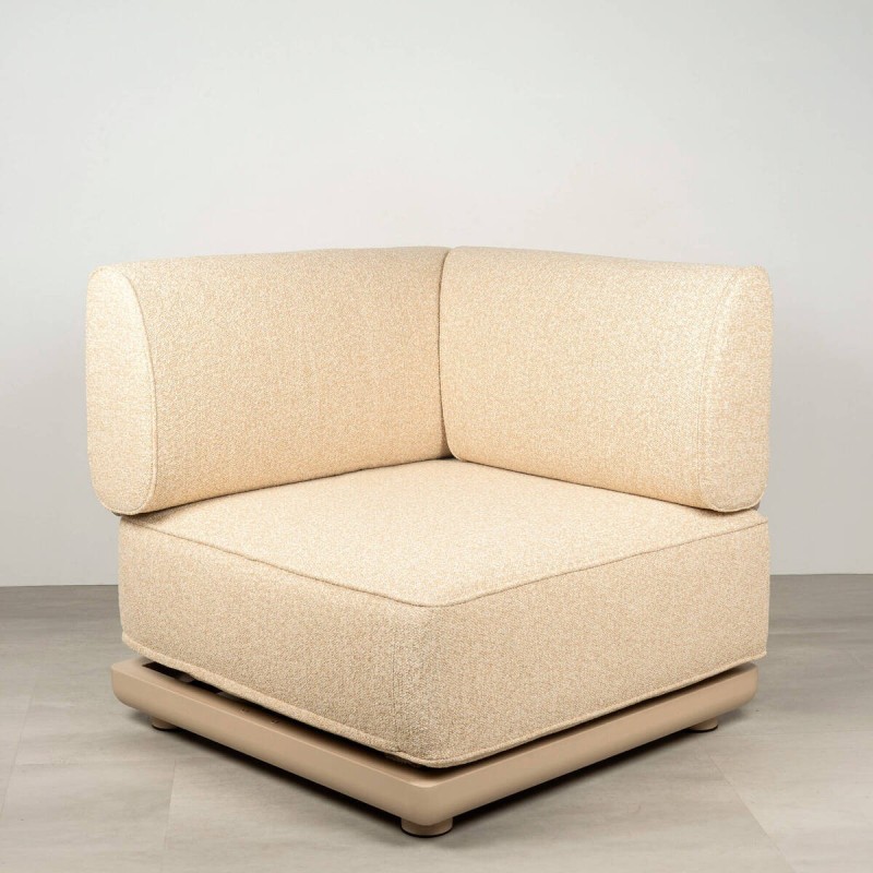 Corner module Block outdoor beige aluminum with rope back