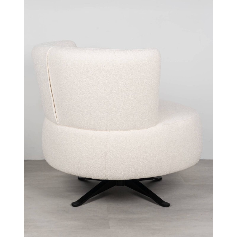 Sillón giratorio Allan boucle blanco con base metálica negra