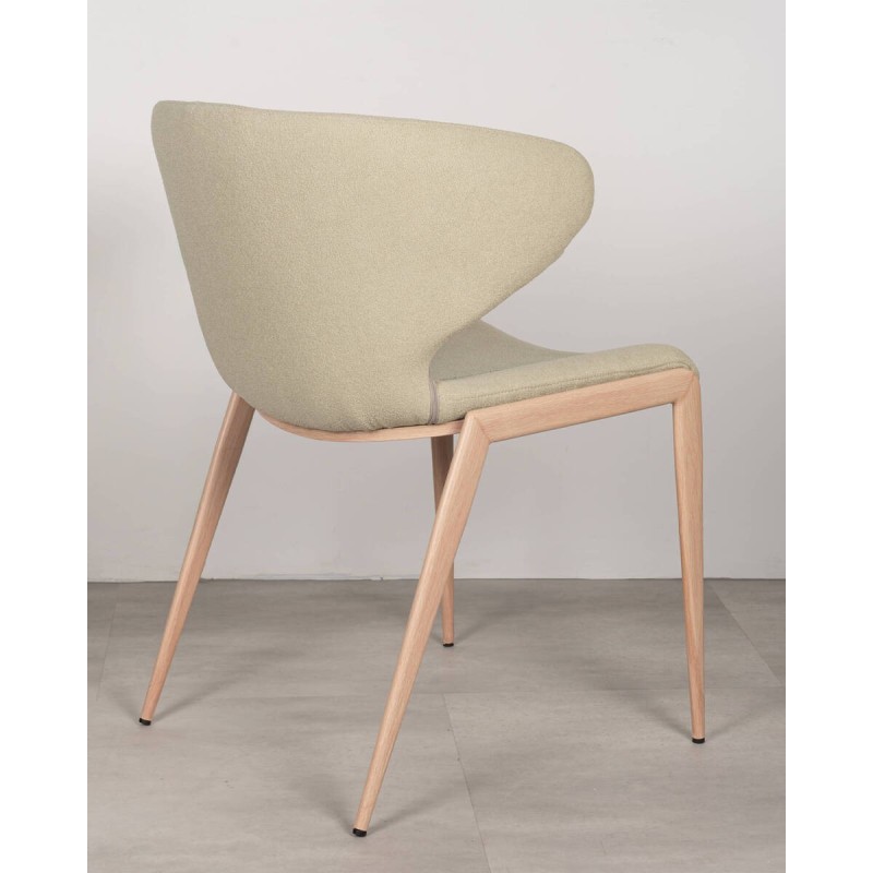 Lilo dining chair upholstered with metal legs in wood color