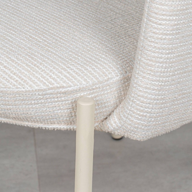 Silla de comedor tapizada Lior en blanco con patas de metal blanco 58x61x83cm