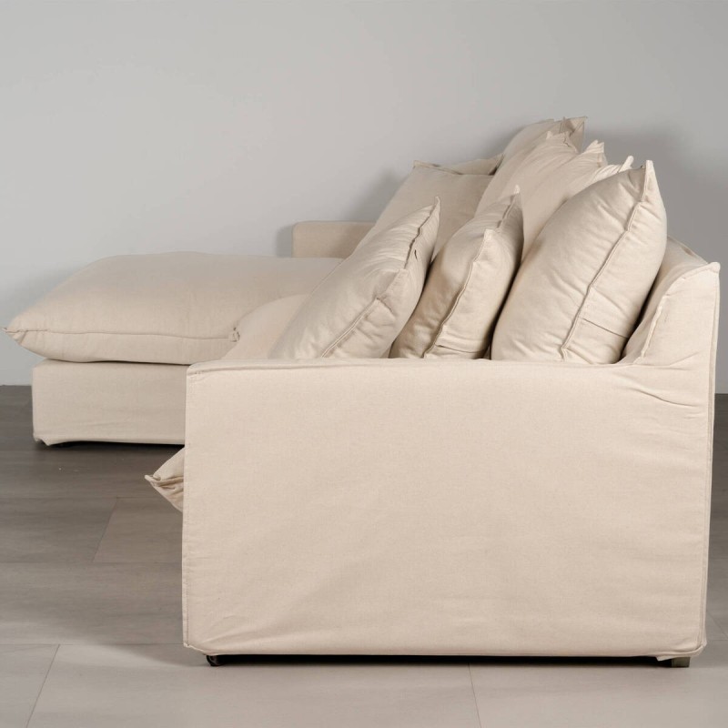 Avola Sofa with Left Chaise Longue 290 cm – Linen and Cotton Beige