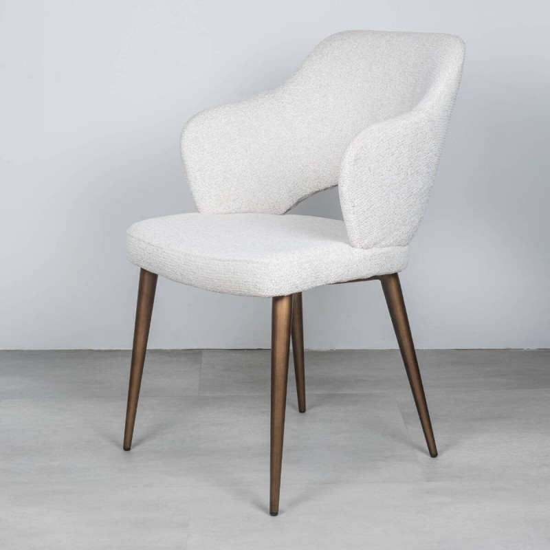 Elin chair upholstered in cream with bronze metal legs