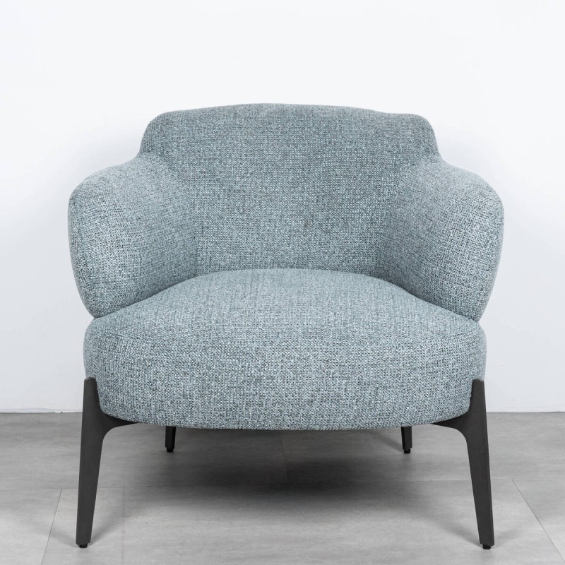 Milan blue armchair upholstered with metal legs