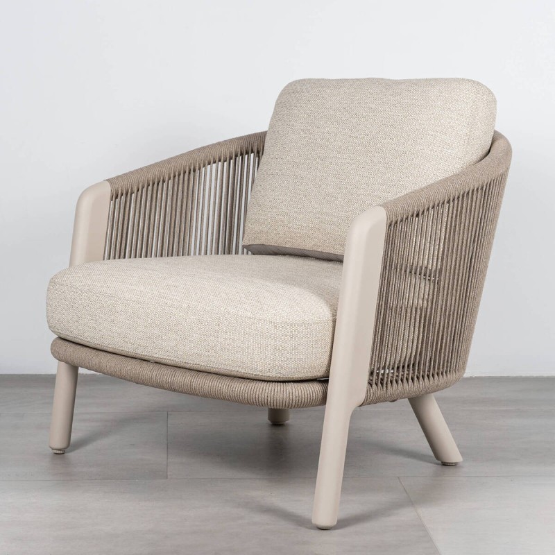 Sillón de Exterior Haven con Cuerda Olefín y Estructura de Aluminio Mocca