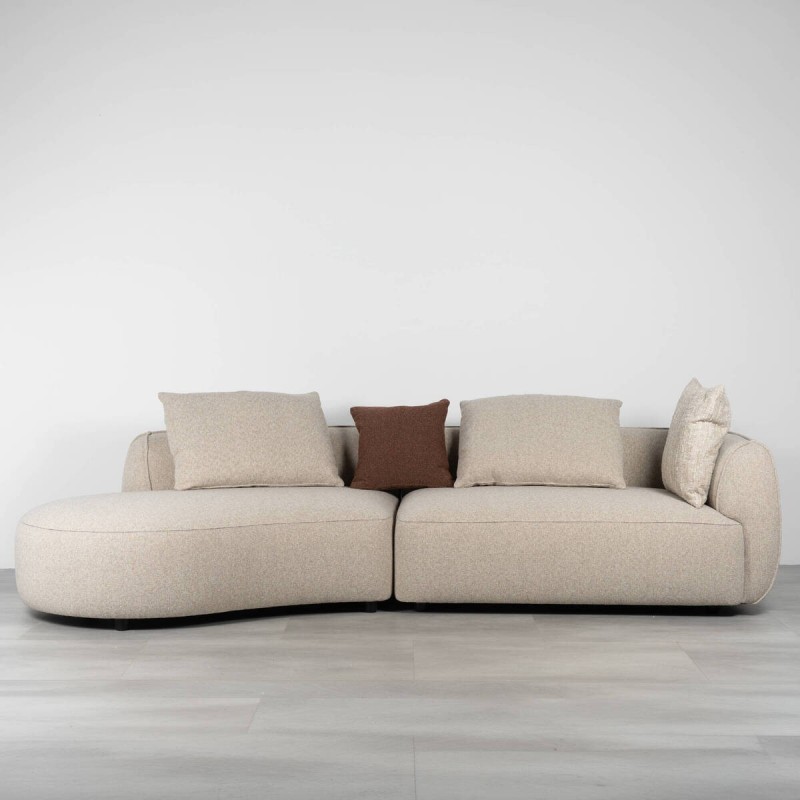 Sofá modular curvo Aura beige chaiselongue izquierdo 305 cm