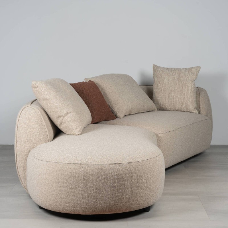 Aura curved modular sofa, beige, left chaise longue, 305 cm