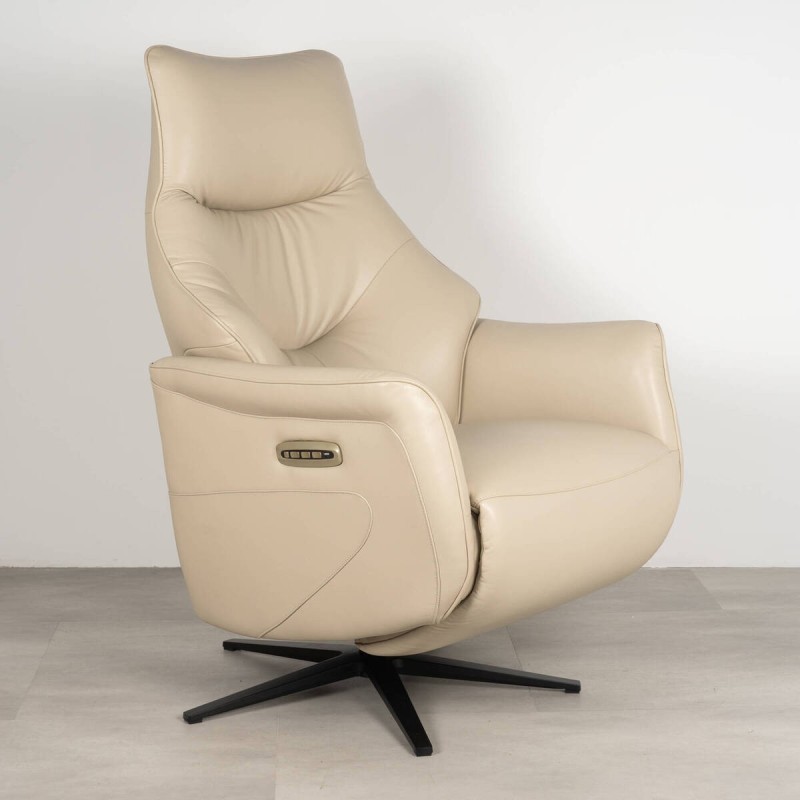 Armon motorized recliner in light grey leather
