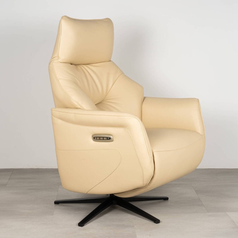 Armon motorized recliner in beige leather
