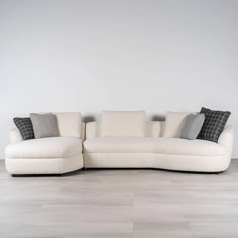 Sofá Valletta con Chaise Longue Izquierdo Tapizado en Bouclé Blanco 350cm