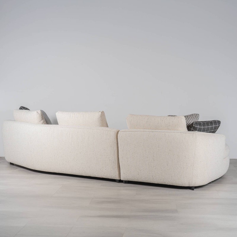 Valletta Sofa with Left Chaise Longue Upholstered in White Bouclé 350cm