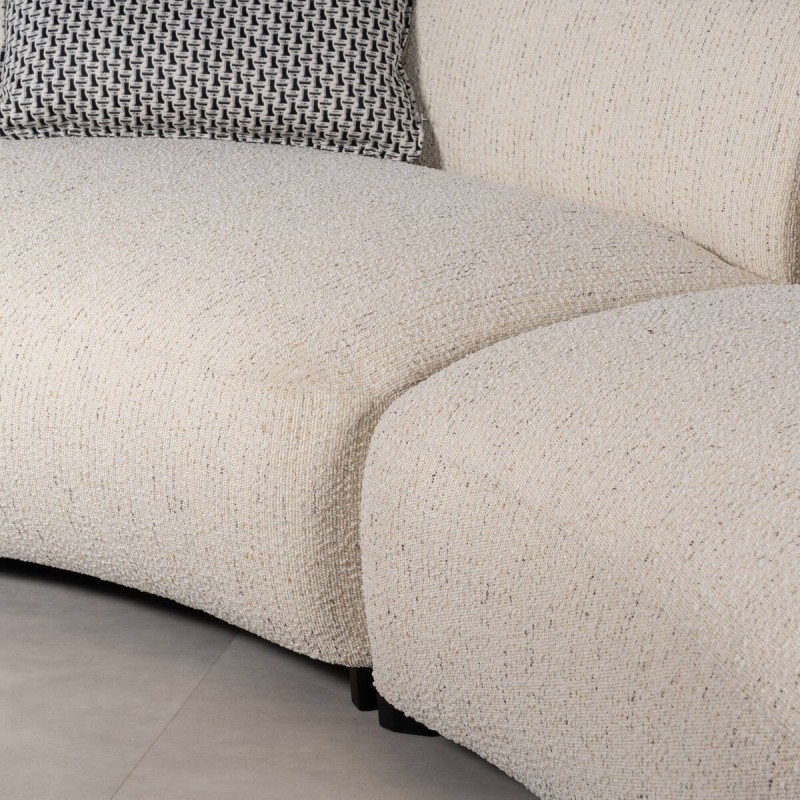 Sevan Sofa Upholstered in White Bouclé with Curved Shape and 2 Modules