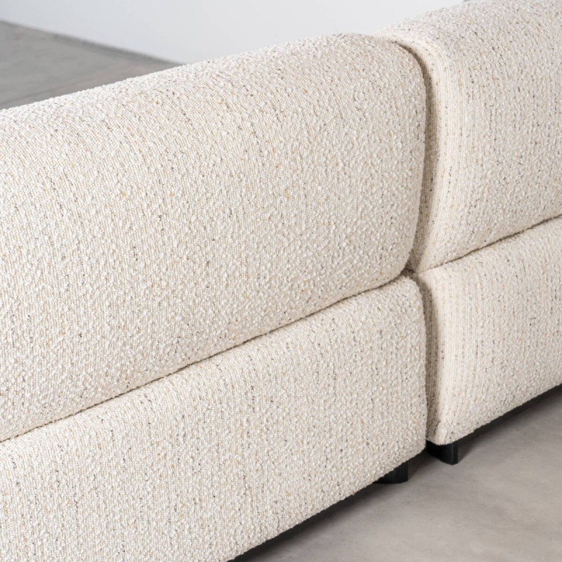 Sevan Sofa Upholstered in White Bouclé with Curved Shape and 2 Modules