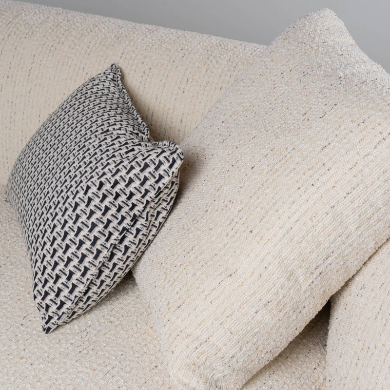 Sevan Sofa Upholstered in White Bouclé with Curved Shape and 2 Modules