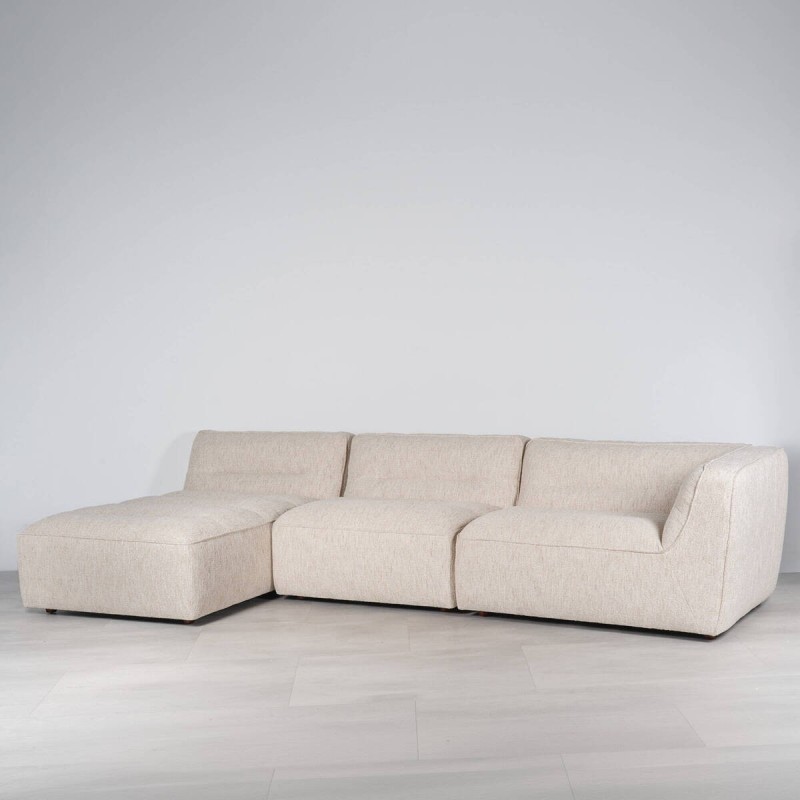Sofá Delos con Chaise Longue Izquierdo Tapizado Beige 340cm