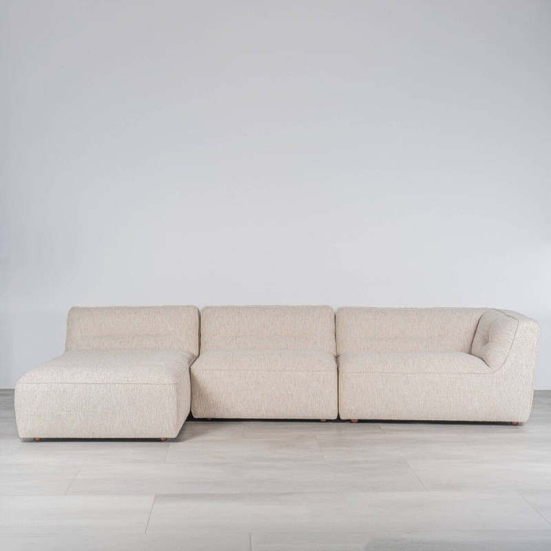 Sofá Delos con Chaise Longue Izquierdo Tapizado Beige 340cm