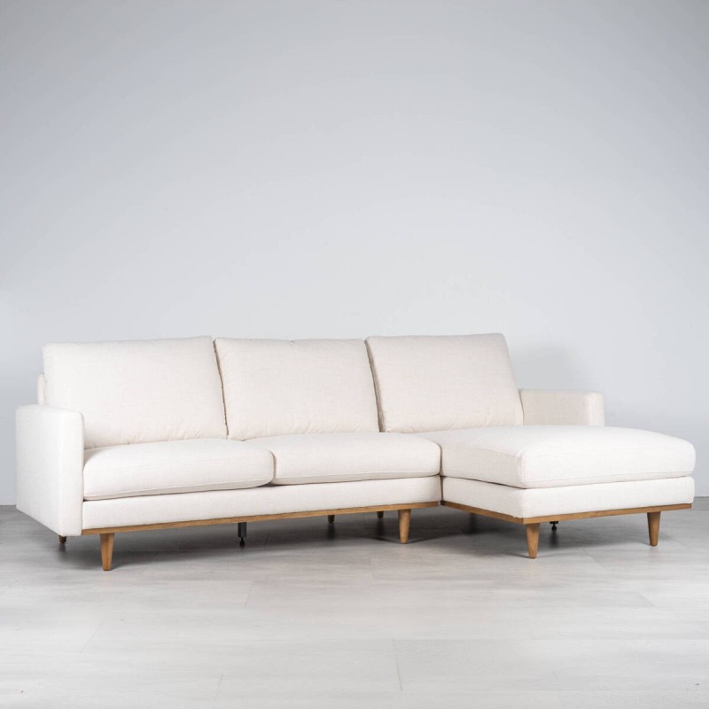 Zante Sofa Chaise Longue Right Upholstered in Cream Fabric 260 cm