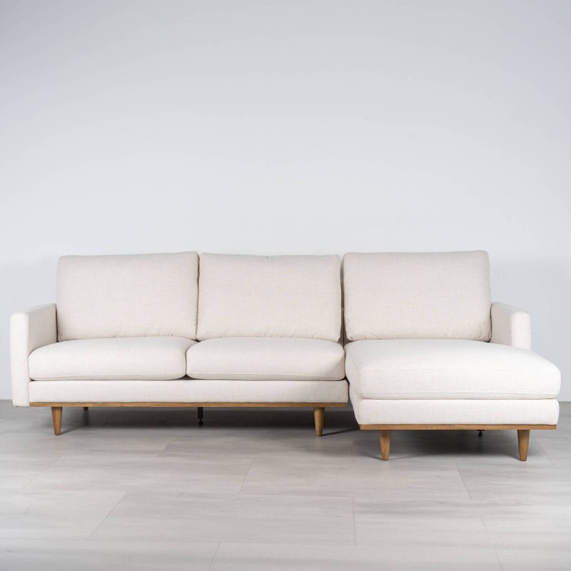 Sofá Zante Chaise Longue Derecho Tapizado en Tejido Crema 260 cm