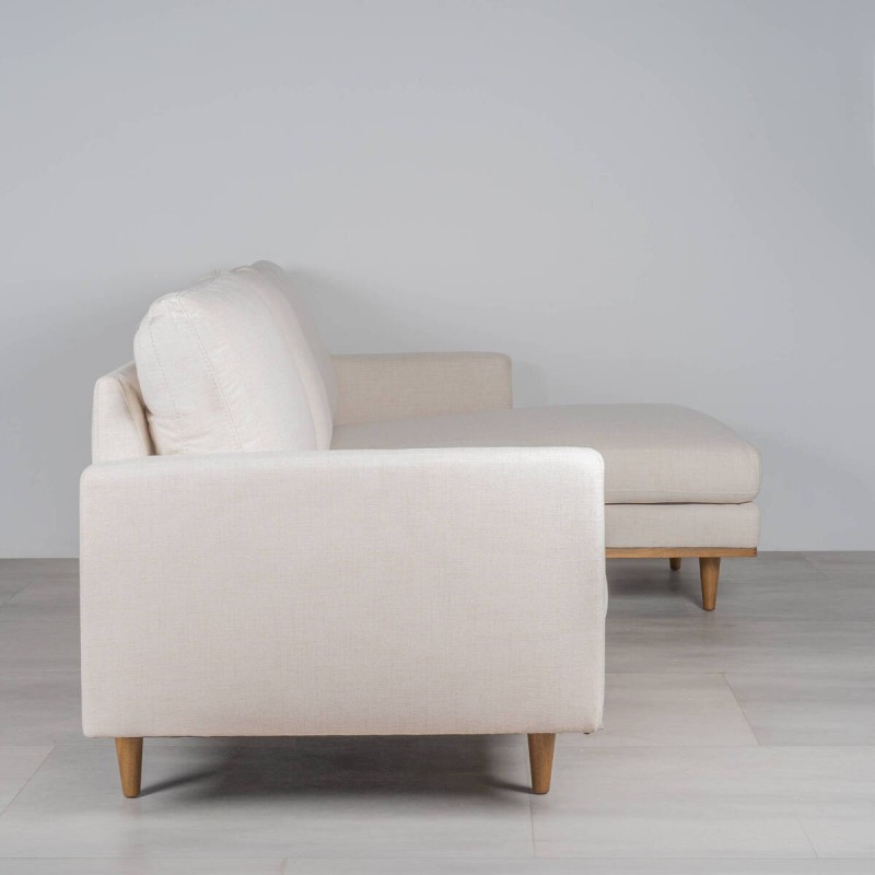 Sofá Zante Chaise Longue Derecho Tapizado en Tejido Crema 260 cm