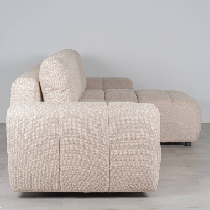 Sofá Cama Sepik con Chaise Longue Derecha Tapizado en Beige 250 cm