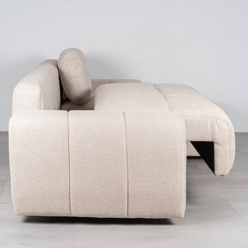 Sofá Cama Sepik con Chaise Longue Derecha Tapizado en Beige 250 cm