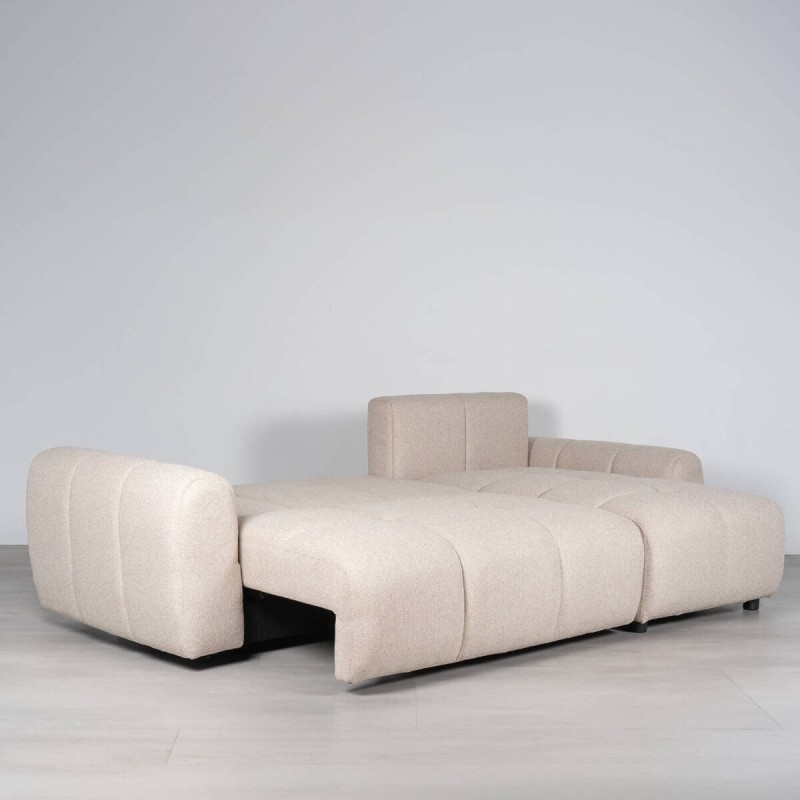 Sofá Cama Sepik con Chaise Longue Derecha Tapizado en Beige 250 cm