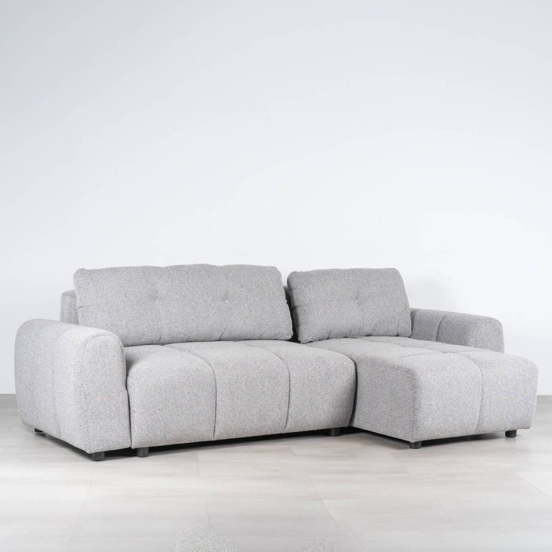 Sepik Sofa Bed with Right Chaise Longue Upholstered in Grey 250 cm