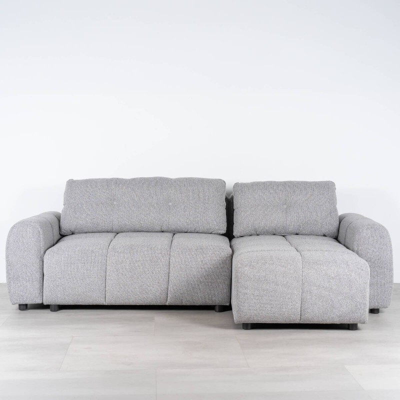 Sofá Cama Sepik con Chaise Longue Derecha Tapizado en Gris 250 cm