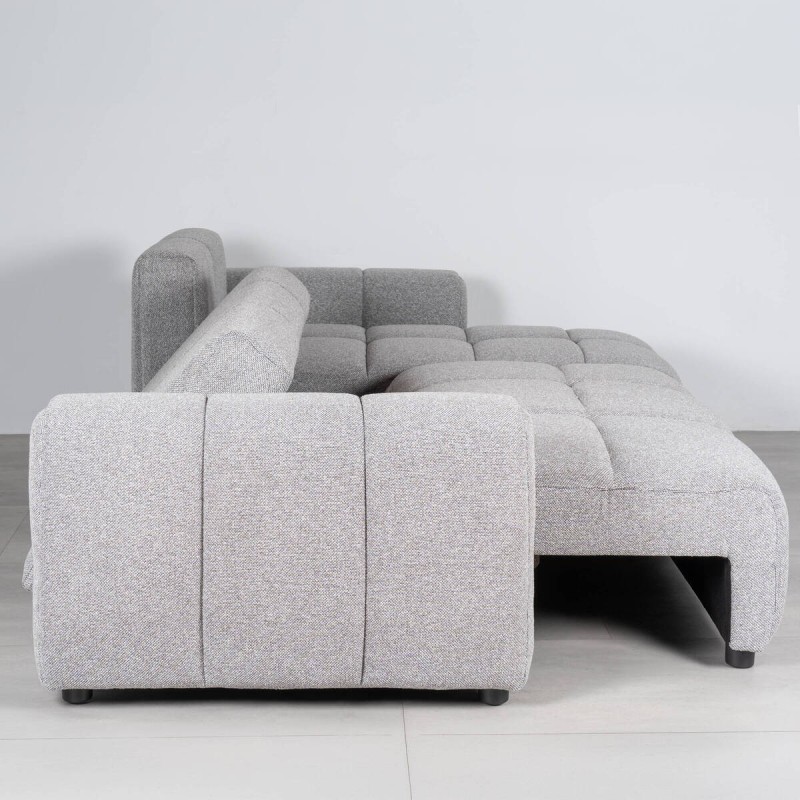 Sofá Cama Sepik con Chaise Longue Derecha Tapizado en Gris 250 cm