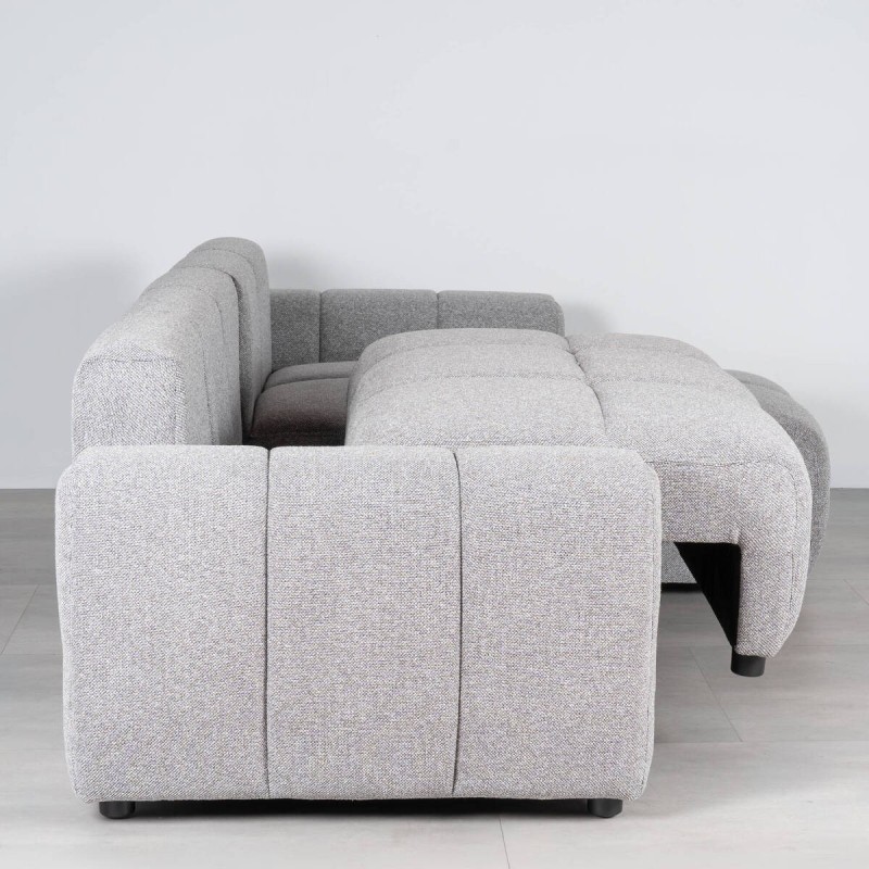 Sofá Cama Sepik con Chaise Longue Derecha Tapizado en Gris 250 cm