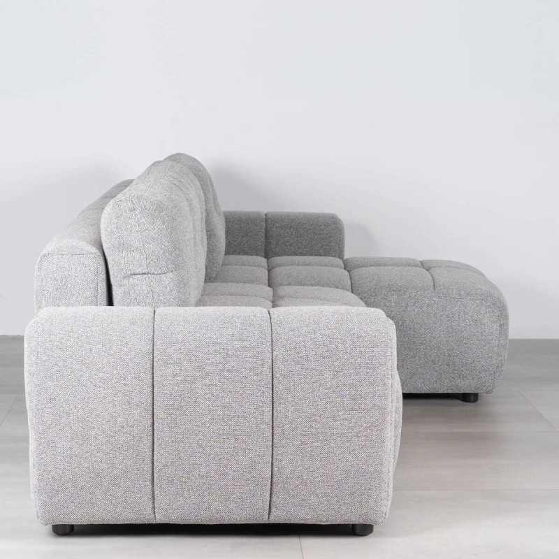Sepik Sofa Bed with Right Chaise Longue Upholstered in Grey 250 cm