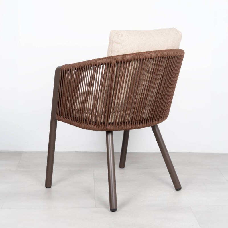 Kafue Terrace Chair with Armrests and Chocolate Brown Olefin Rope