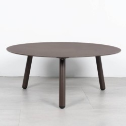 Mesa de Centro de Terraza Kafue Redonda de Aluminio Marrón Chocolate 80 cm