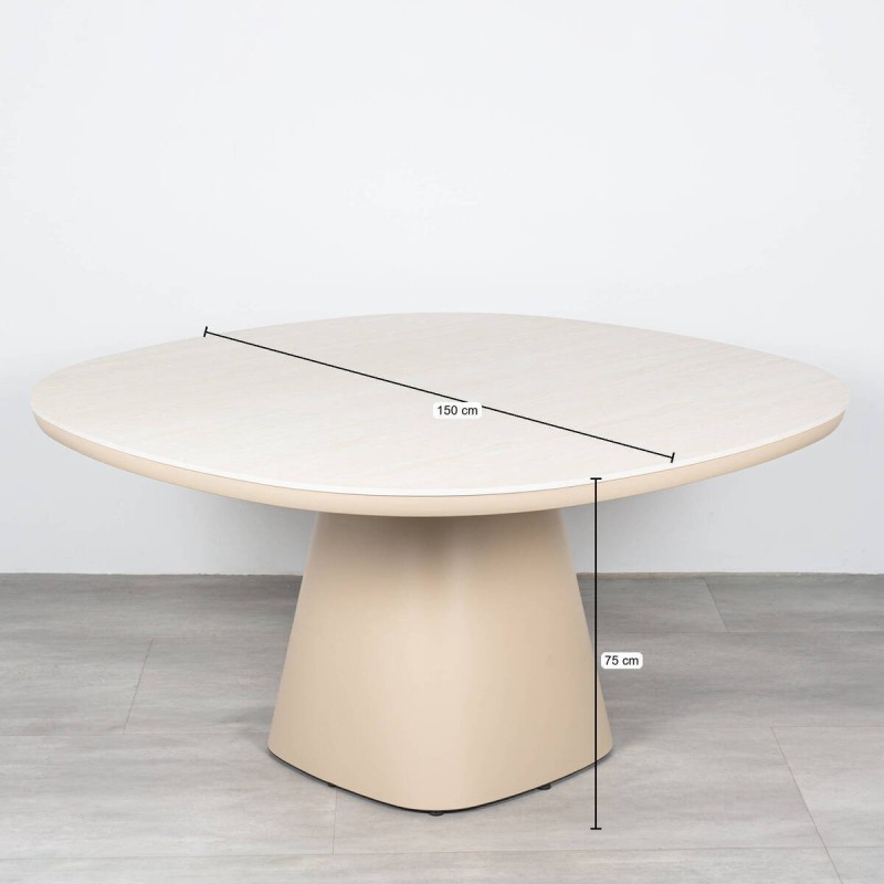 Roma Outdoor Dining Table, Ceramic Travertine and Aluminum, Beige, 150 cm