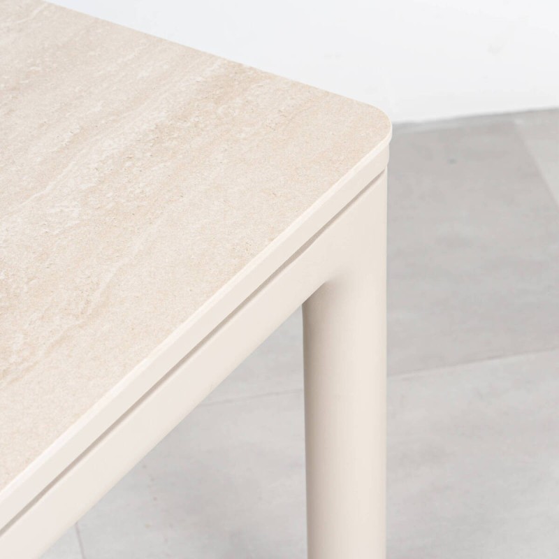 Cuanza Terrace Side Table with Sand Beige Ceramic 45cm