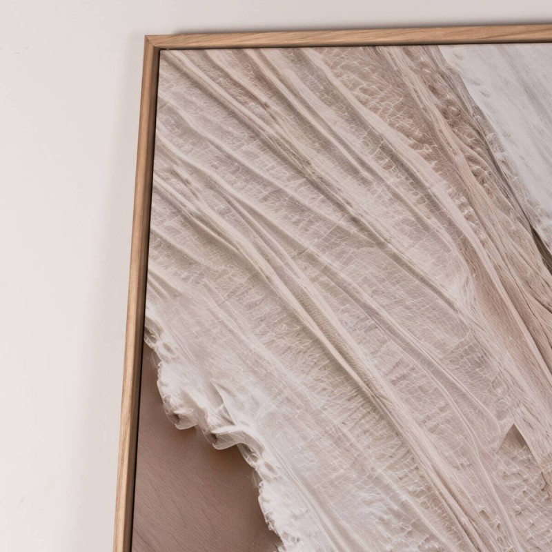 Abstract Textured Beige Canvas 120x140 cm with Oak Frame