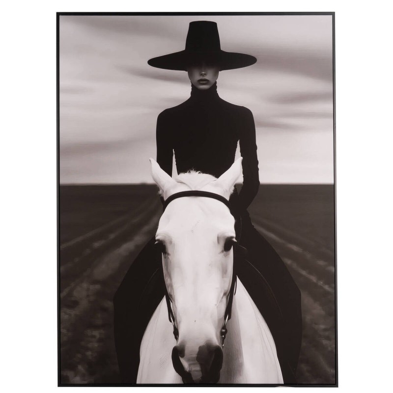 Black and White Photo Canvas Print 120x160 cm with Black Frame