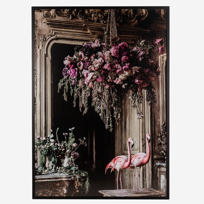 Flamingo Painting in Classic Interior, Black Frame, 120x140 cm