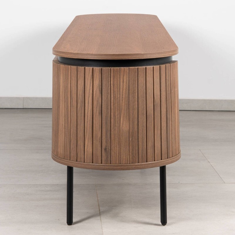 Mueble TV Jade Acanalado Acabado Nogal y Patas Negras 200 cm