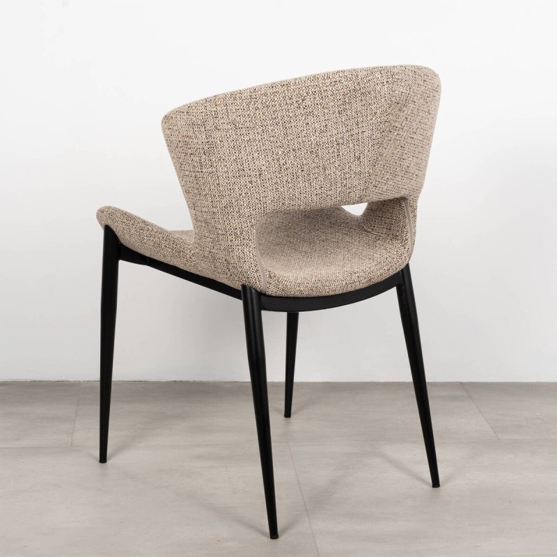 Silla de Comedor Drava Tapizada en Marrón y Patas de metal negro