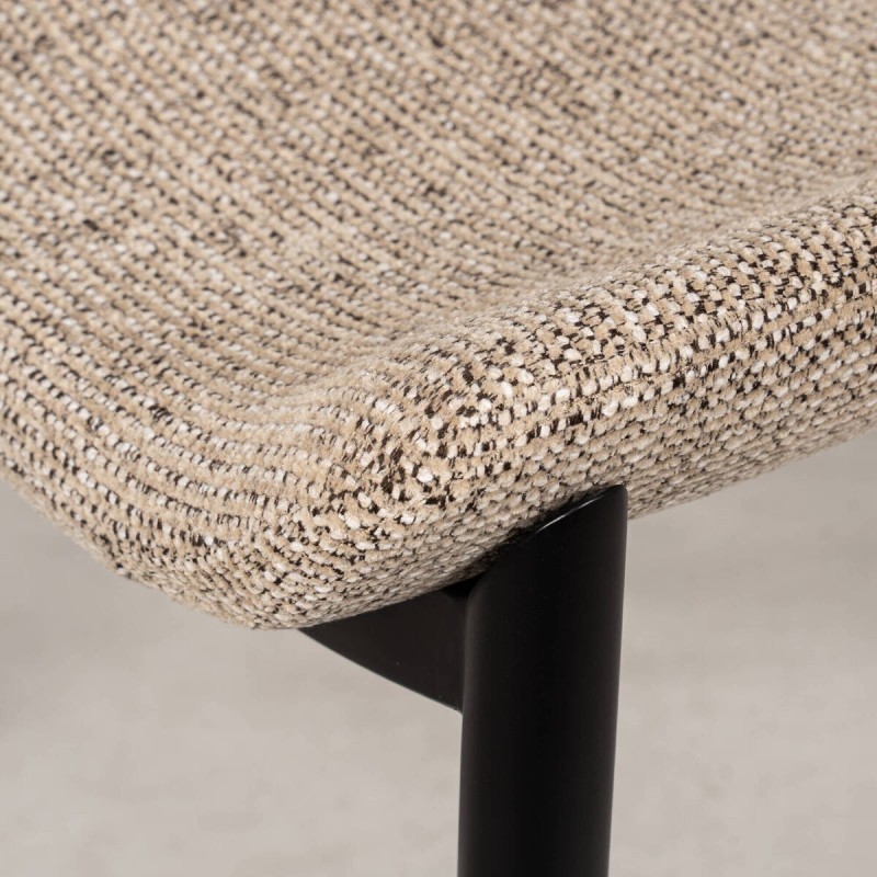 Drava Dining Chair Upholstered in Brown with Black Metal Legs