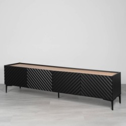 Mueble TV Nerum 200 cm negro mate con relieve geométrico