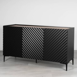 Aparador Geo negro 150 cm con relieve geométrico y tapa efecto madera